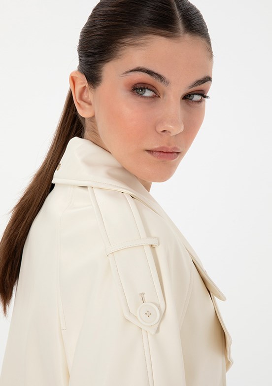 PIERRE CARDIN Beyaz Kadın A-Form Fit Mont