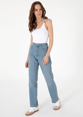 PIERRE CARDIN Mavi Kadın Straight Jean Pantolon