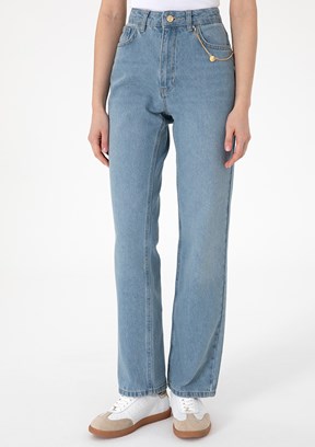 PIERRE CARDIN Mavi Kadın Straight Jean Pantolon