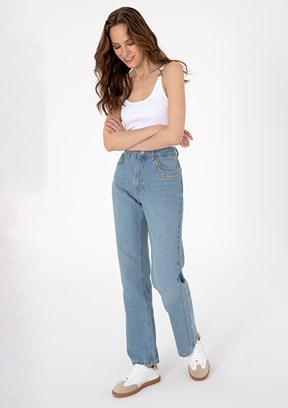 PIERRE CARDIN Mavi Kadın Straight Jean Pantolon