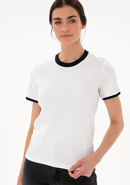 PİERRE CARDİN Beyaz Kadın Slim T-Shirt