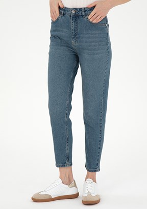 PİERRE CARDİN Mavi Kadın Mom Jean Pantolon