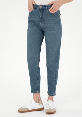 PİERRE CARDİN Mavi Kadın Mom Jean Pantolon