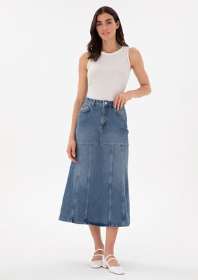 PİERRE CARDİN Mavi Kadın Denim Etek