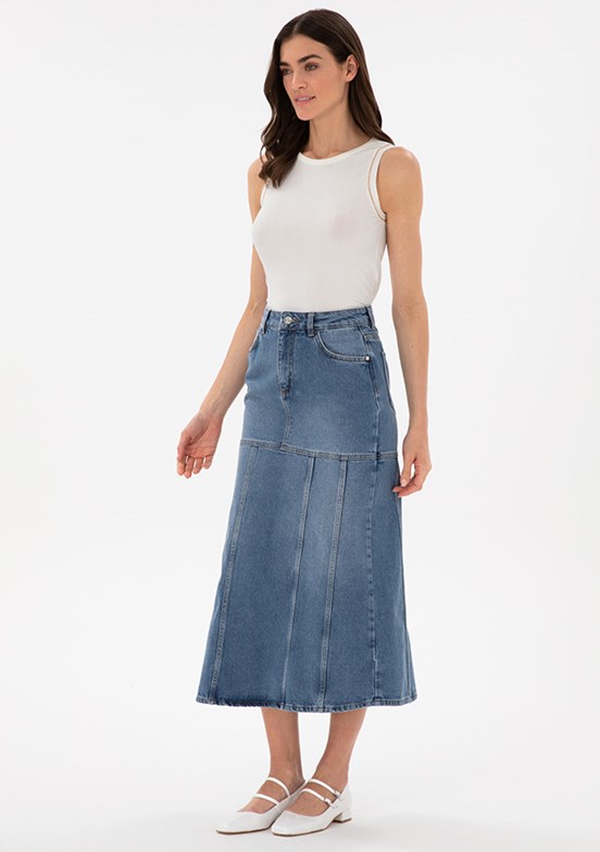 PİERRE CARDİN Mavi Kadın Denim Etek