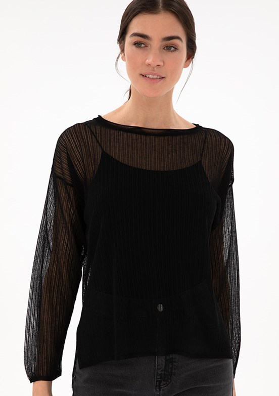 PİERRE CARDİN Siyah Kadın Cropped Kazak