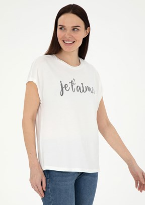 PİERRE CARDİN Beyaz Kadın Comfort T-Shirt