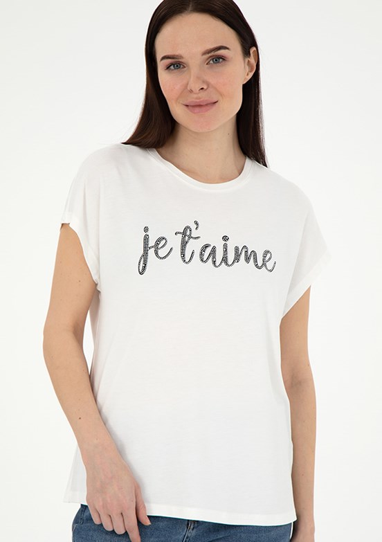 PİERRE CARDİN Beyaz Kadın Comfort T-Shirt