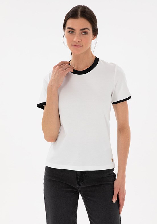 PİERRE CARDİN Beyaz Kadın Slim T-Shirt