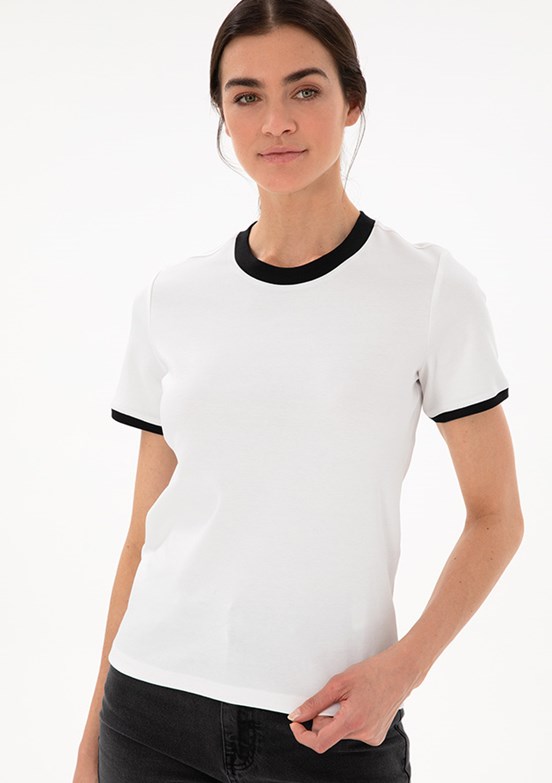 PİERRE CARDİN Beyaz Kadın Slim T-Shirt