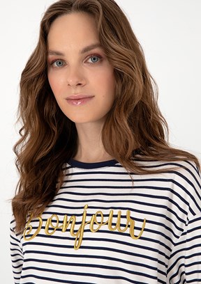 PIERRE CARDIN Lacivert Kadın Comfort T-shirt