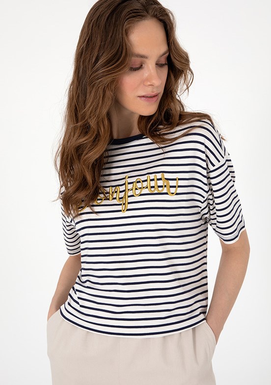 PIERRE CARDIN Lacivert Kadın Comfort T-shirt