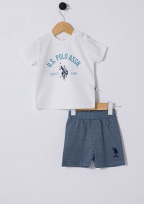 US POLO ASSN Beyaz Erkek Bebek Eşofman Takımı
