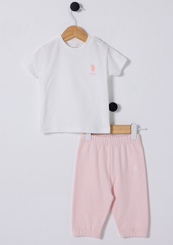 US POLO ASSN Beyaz Kız Bebek Eşofman Takımı