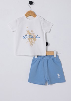US POLO ASSN Beyaz Erkek Bebek Eşofman Takımı