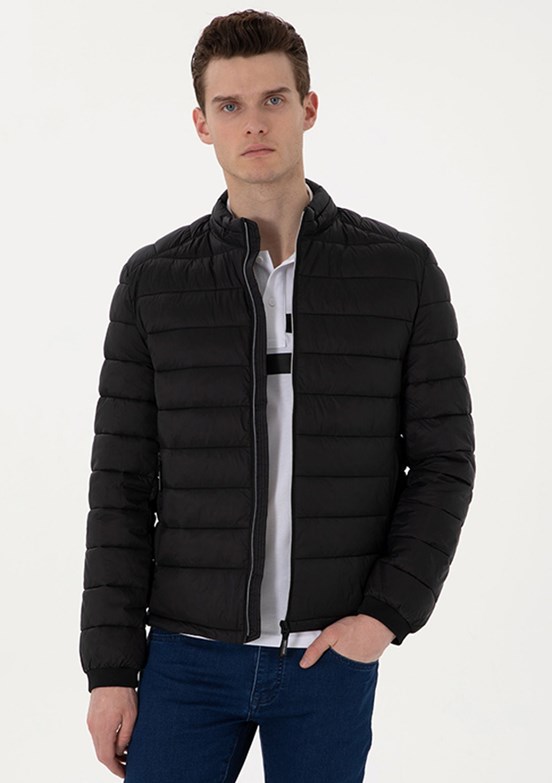 PİERRE CARDİN Siyah Erkek Slim Mont
