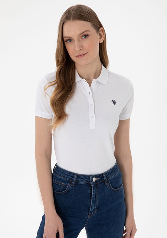 US POLO ASSN Beyaz Kadın Slim T-shirt