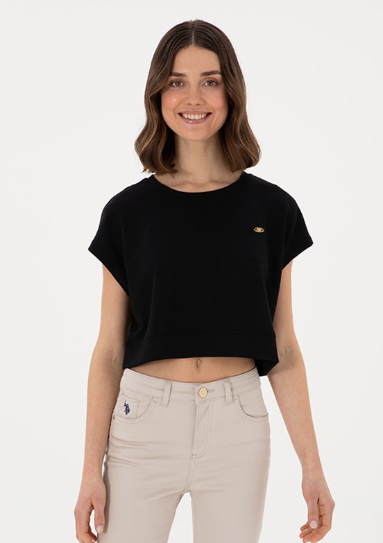 US POLO ASSN Siyah Kadın A-Form Fit T-shirt