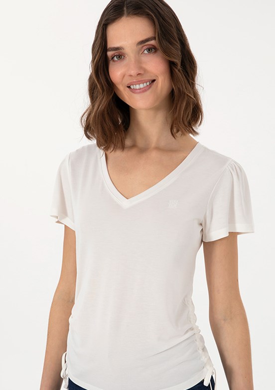 US POLO ASSN Beyaz Kadın Regular T-shirt