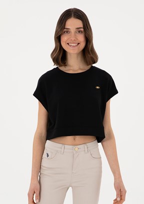 US POLO ASSN Siyah Kadın A-Form Fit T-shirt