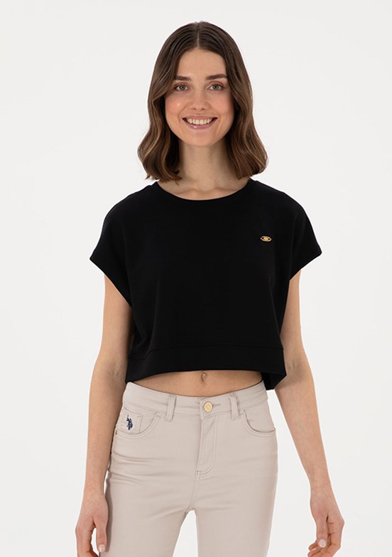 US POLO ASSN Siyah Kadın A-Form Fit T-shirt