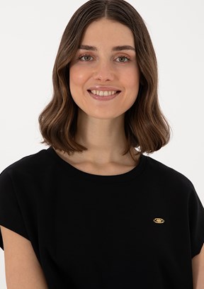 US POLO ASSN Siyah Kadın A-Form Fit T-shirt