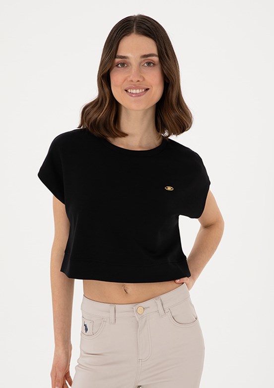 US POLO ASSN Siyah Kadın A-Form Fit T-shirt