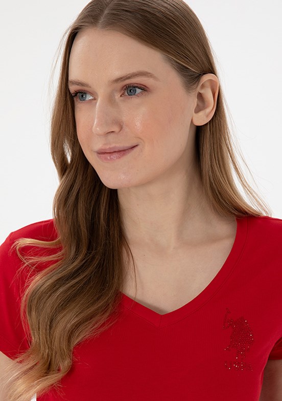 US POLO ASSN Kırmızı Kadın Basic T-Shirt