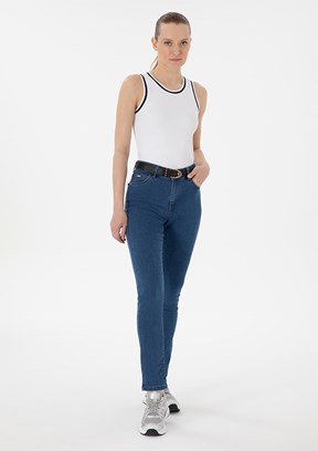 US POLO ASSN Mavi Kadın Oversize Jean Pantolon