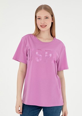 US POLO ASSN Pembe Kadın Basic T-Shirt