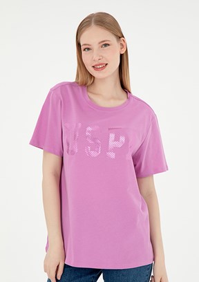 US POLO ASSN Pembe Kadın Basic T-Shirt