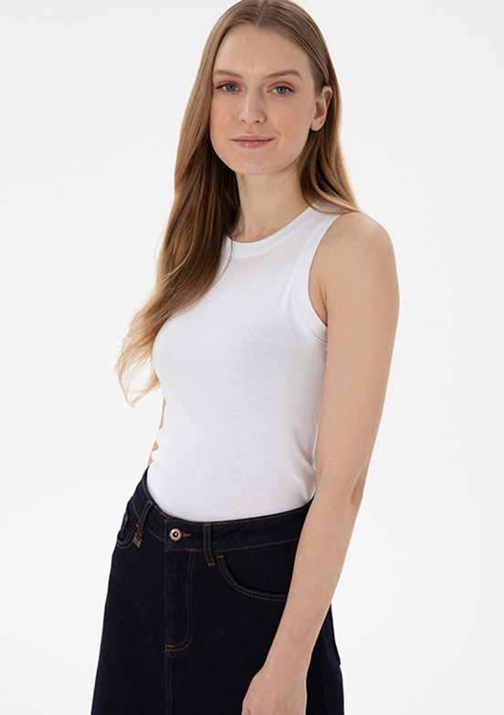 US POLO ASSN Beyaz Kadın Basic T-Shirt
