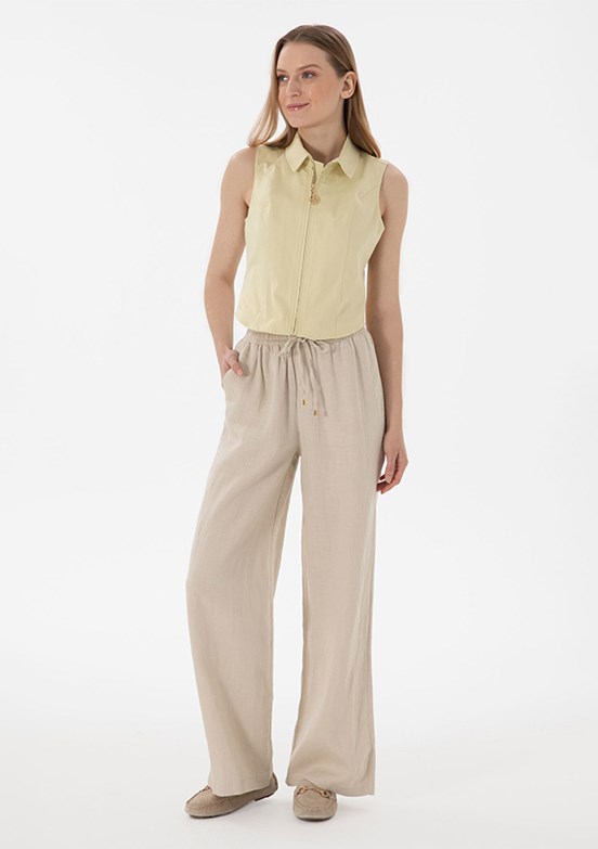 US POLO ASSN Bej Kadın Relax Pantolon