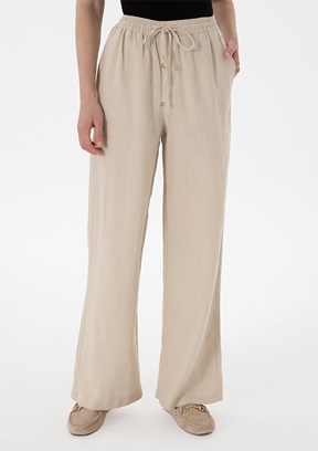 US POLO ASSN Bej Kadın Relax Pantolon
