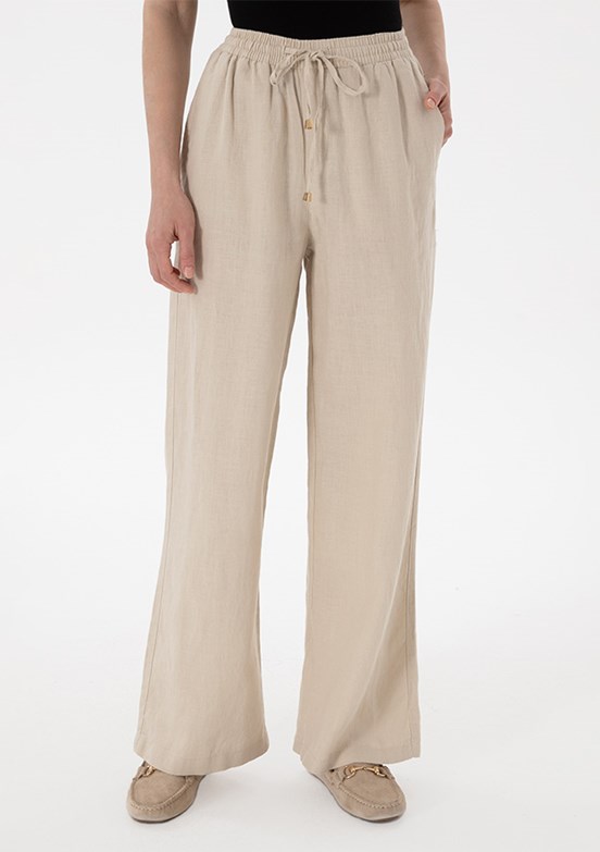 US POLO ASSN Bej Kadın Relax Pantolon