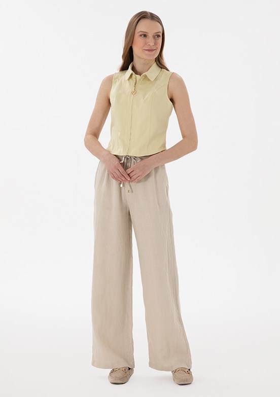 US POLO ASSN Bej Kadın Relax Pantolon