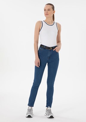 US POLO ASSN Mavi Kadın Oversize Jean Pantolon