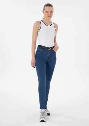 US POLO ASSN Mavi Kadın Oversize Jean Pantolon