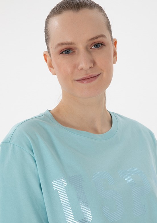 US POLO ASSN Mavi Kadın Basic T-Shirt