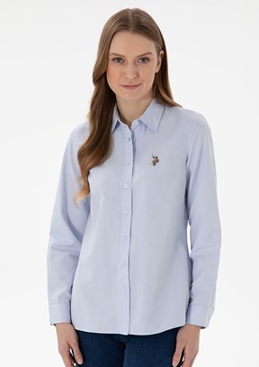 US POLO ASSN Mavi Kadın Uzun Kol Gömlek