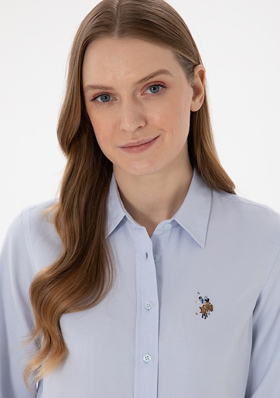 US POLO ASSN Mavi Kadın Uzun Kol Gömlek