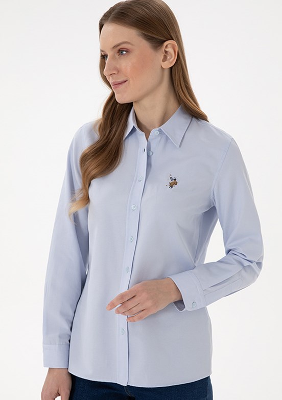 US POLO ASSN Mavi Kadın Uzun Kol Gömlek