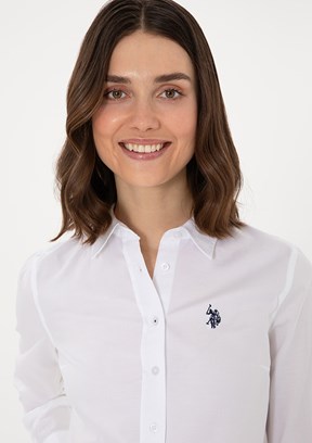 US POLO ASSN Kadın Beyaz Uzun Kol Gömlek