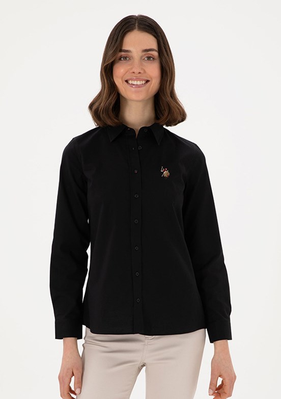 US POLO ASSN Kadın Siyah Uzun Kol Gömlek