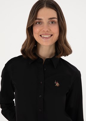 US POLO ASSN Siyah Kadın Uzun Kol Gömlek