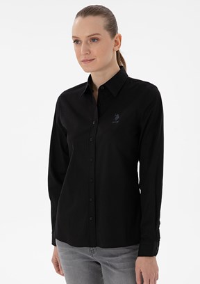 US POLO ASSN Siyah Kadın Uzun Kol Gömlek