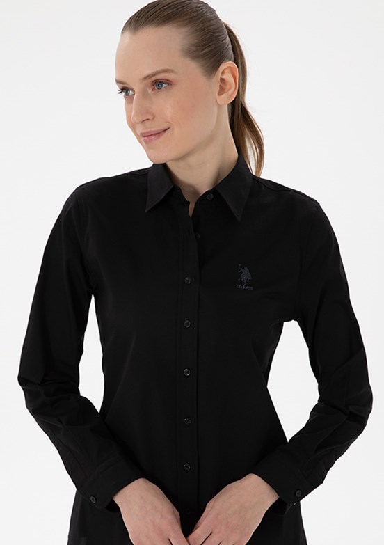 US POLO ASSN Siyah Kadın Uzun Kol Gömlek
