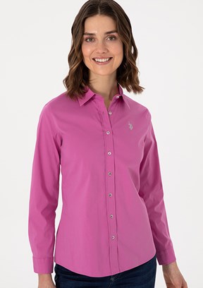 US POLO ASSN Kadın Pembe Uzun Kol Gömlek