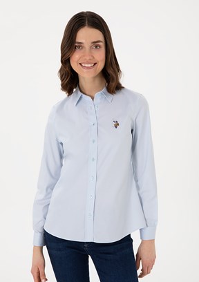 US POLO ASSN Kadın Mavi Uzun Kol Gömlek