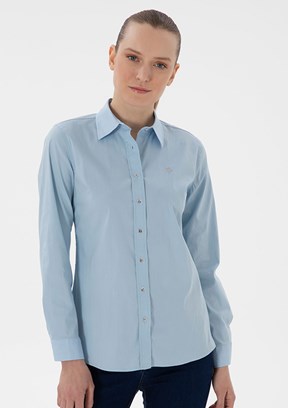 US POLO ASSN Mavi Kadın Uzun Kol Gömlek